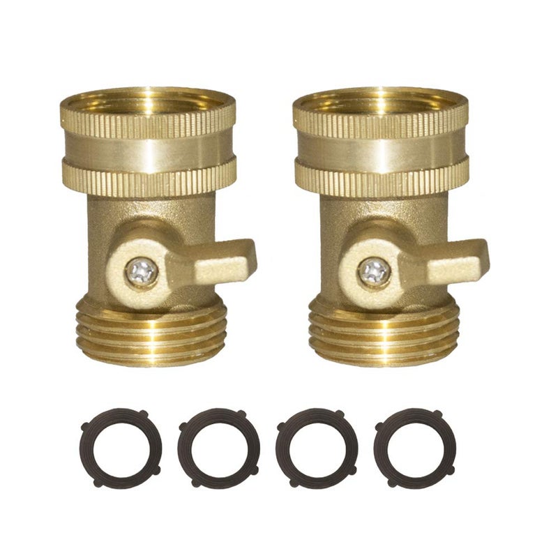 HQMPC Garden Hose Shut Off Valve 3/4" GHT Heavy Duty Hose On Off Valve Ball Valve 2 Pack With 4Pcs Washers - Image 1